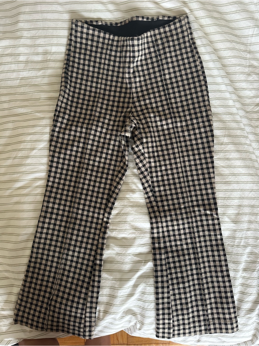 GAP Black & Cream Checked Wide-Leg Pants
